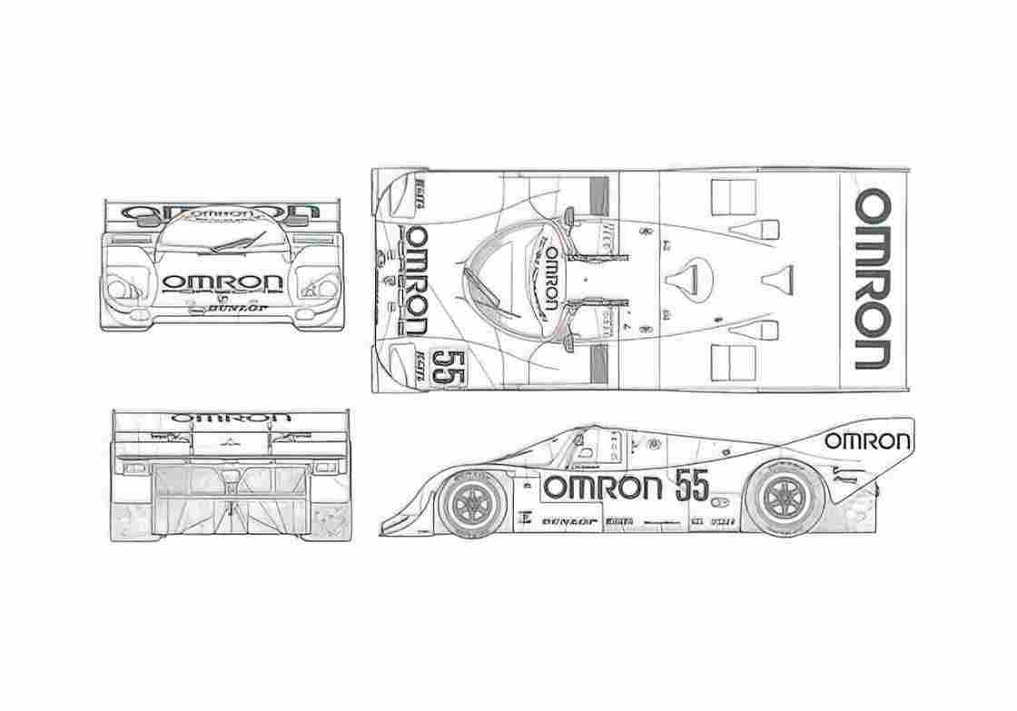Blueprint Porsche 962C Coupe 1988 A4 Photo Print