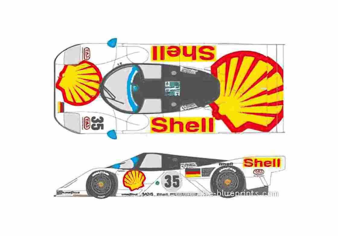 Blueprint Porsche 962C GT1 Le Mans Coupe 1994 A4 Photo Print