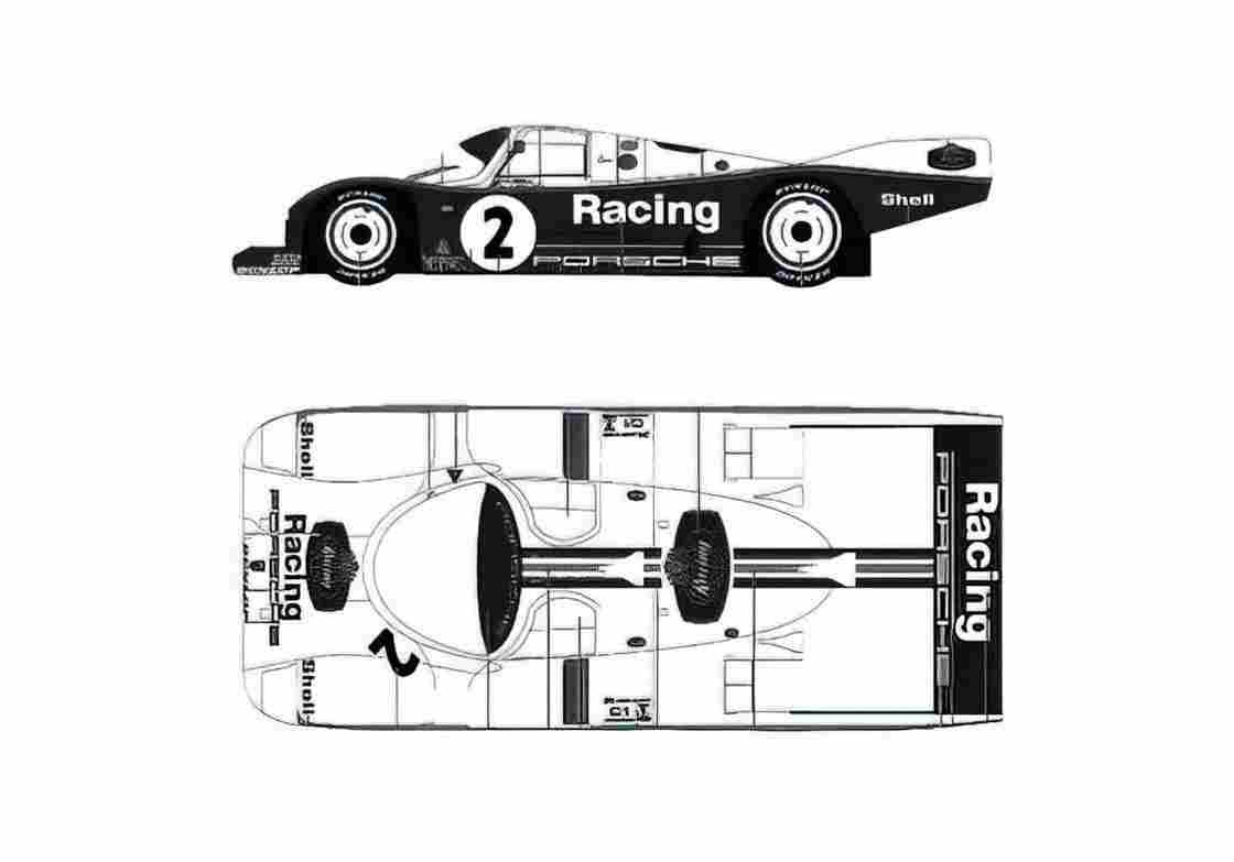 Blueprint Porsche 962C Le Mans Coupe 1985 A4 Photo Print
