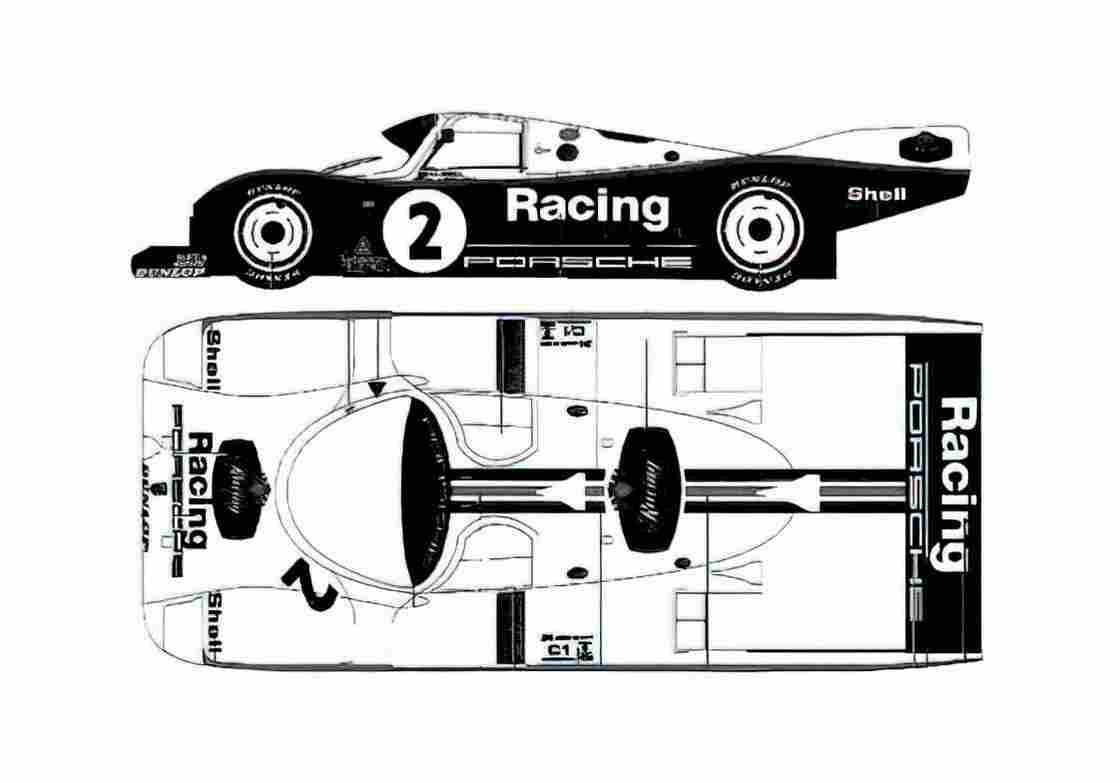 Blueprint Porsche 962C Le Mans Coupe 1988 A4 Photo Print