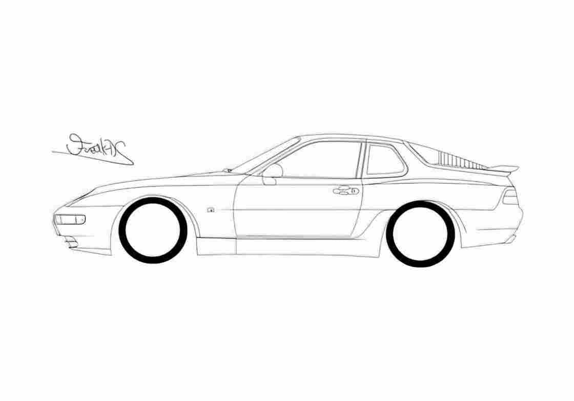 Blueprint Porsche 968 CS Coupe 1993 A4 Photo Print