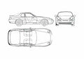 Blueprint Porsche 968 Coupe 1992 A4 Photo Print