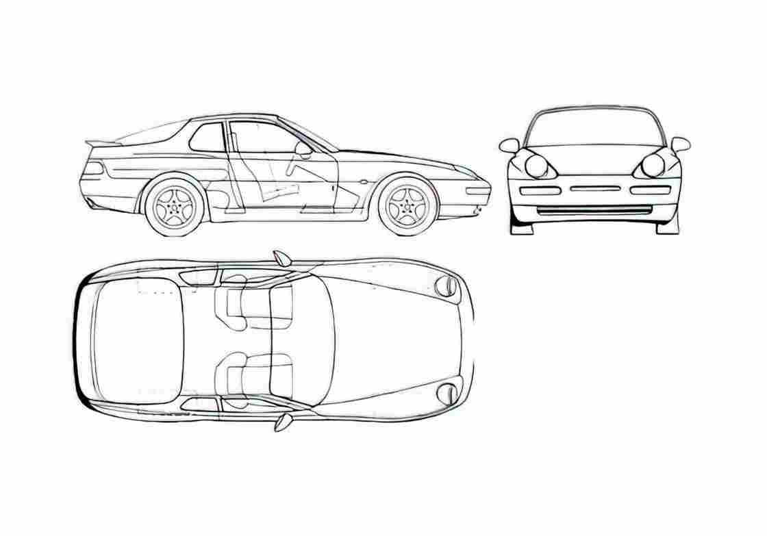 Blueprint Porsche 968 Coupe 1992 A4 Photo Print