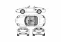Blueprint Porsche 986 Boxster Roadster 1996 A4 Photo Print