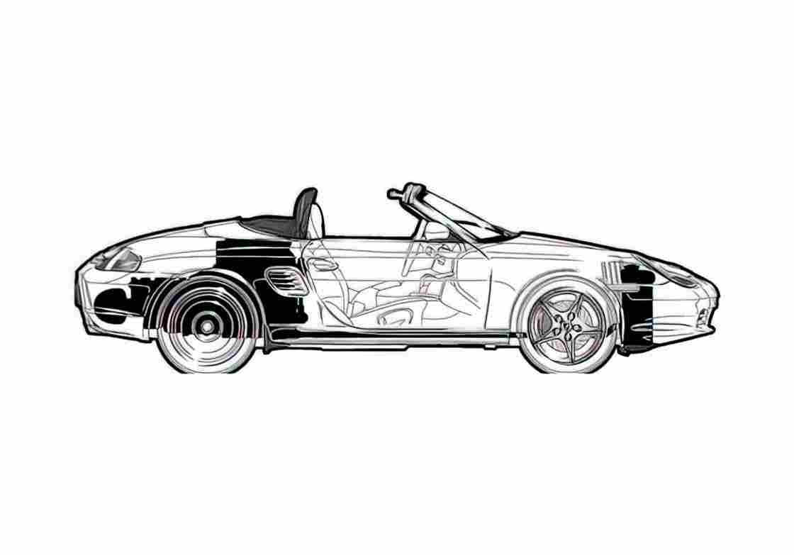 Blueprint Porsche 986 Boxster Roadster 2003 A4 Photo Print