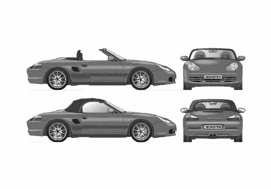 Blueprint Porsche 986 Boxster S Roadster 2000 A4 Photo Print