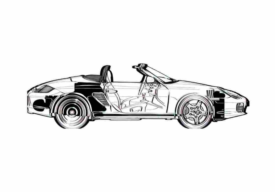 Blueprint Porsche 986 Boxster S Roadster 2005 A4 Photo Print