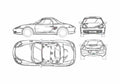 Blueprint Porsche 986 Boxster Targa 2005 A4 Photo Print
