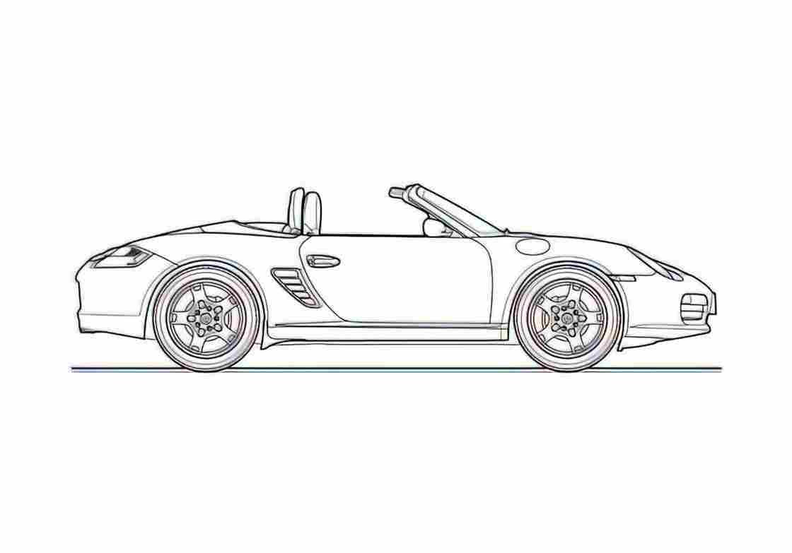 Blueprint Porsche 987 Boxster Roadster 2004 A4 Photo Print
