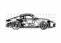 Blueprint Porsche 987 Cayman S Coupe 2006 A4 Photo Print