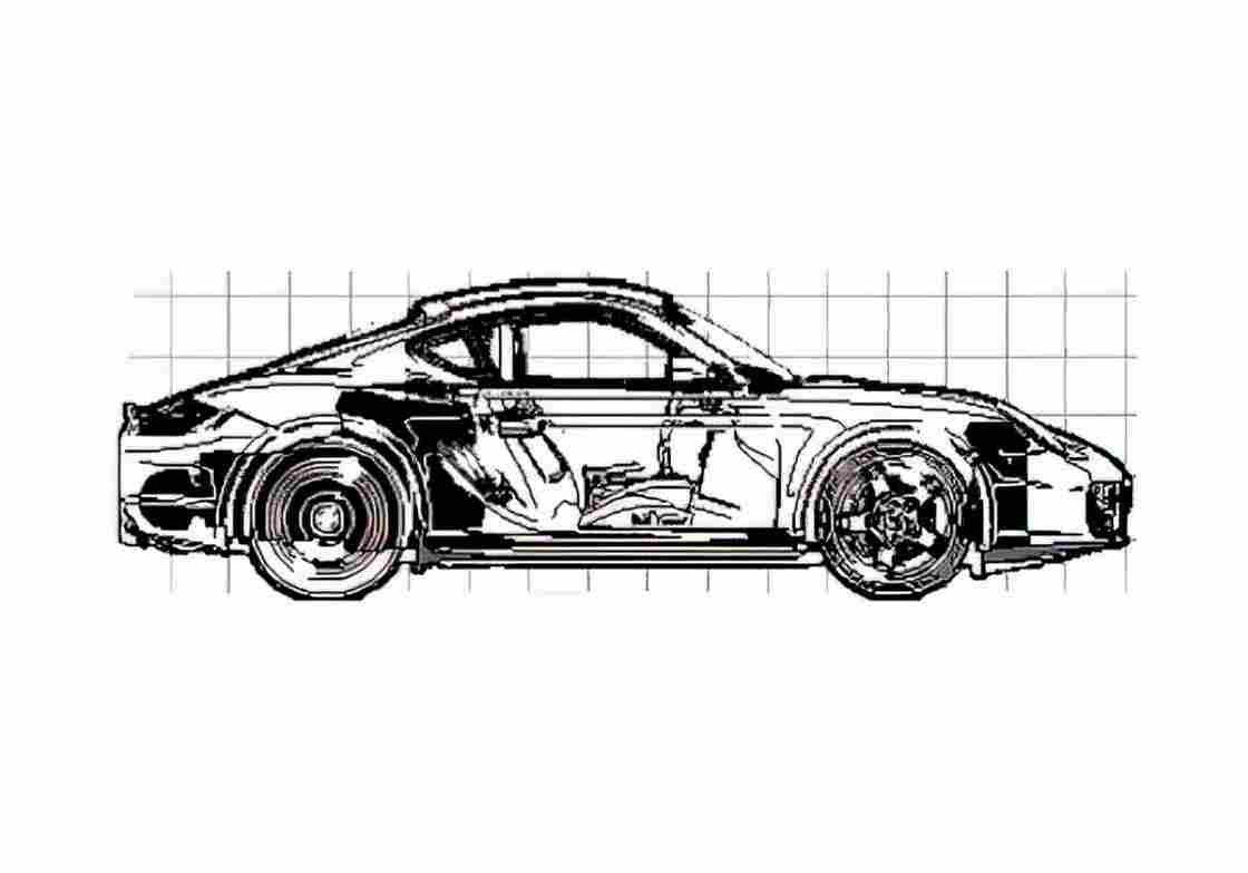 Blueprint Porsche 987 Cayman S Coupe 2006 A4 Photo Print