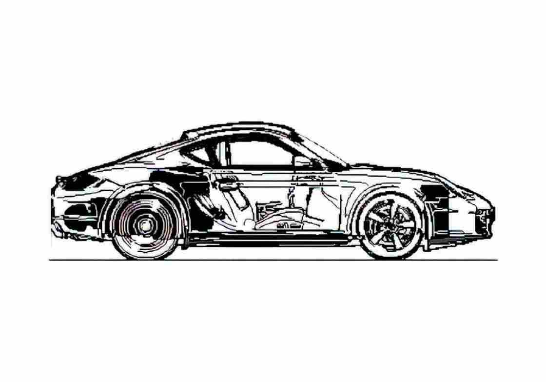 Blueprint Porsche 987 Cayman S Coupe 2009 A4 Photo Print
