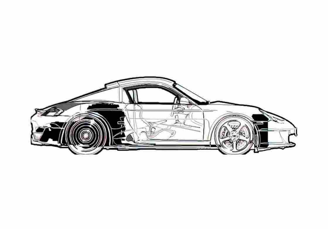 Blueprint Porsche 987 RUF RK Coupe 2007 A4 Photo Print