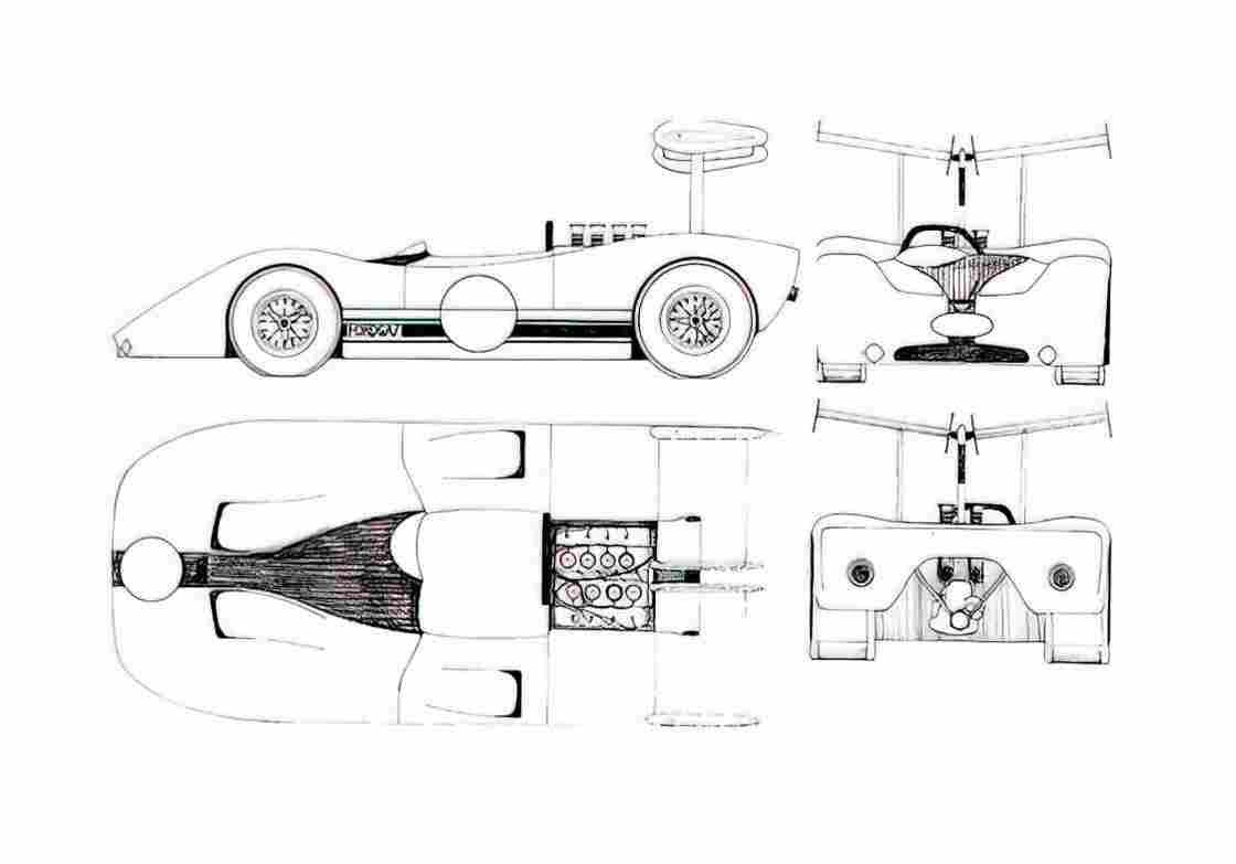 Blueprint Porsche G7A Roadster 1970 A4 Photo Print