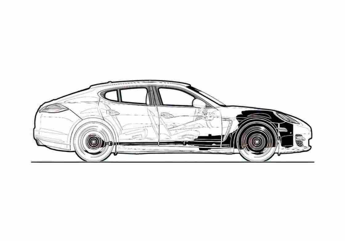 Blueprint Porsche Panamerica Turbo Hatchback 2010 A4 Photo Print