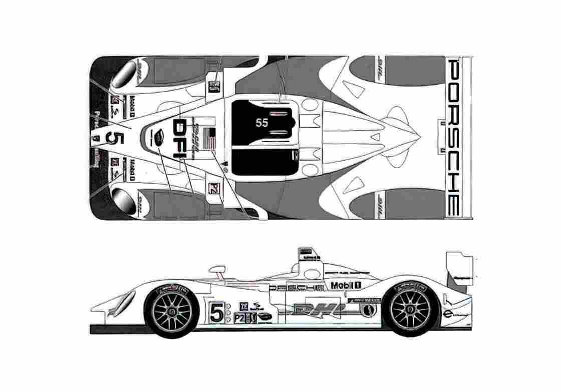 Blueprint Porsche RS Spyder Le Mans Penske Alms Roadster 2008 A4 Photo Print