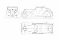 Blueprint Porsche Wanderer Reutter Coupe 1947 A4 Photo Print