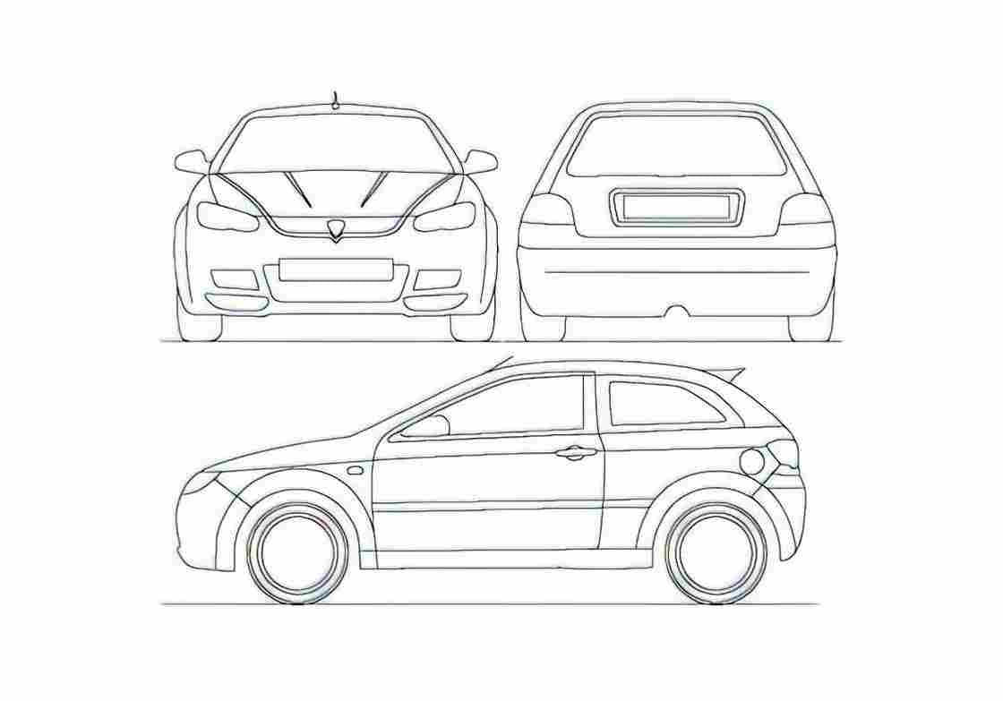Blueprint Proton Satria Neo Hatchback 2007 A4 Photo Print