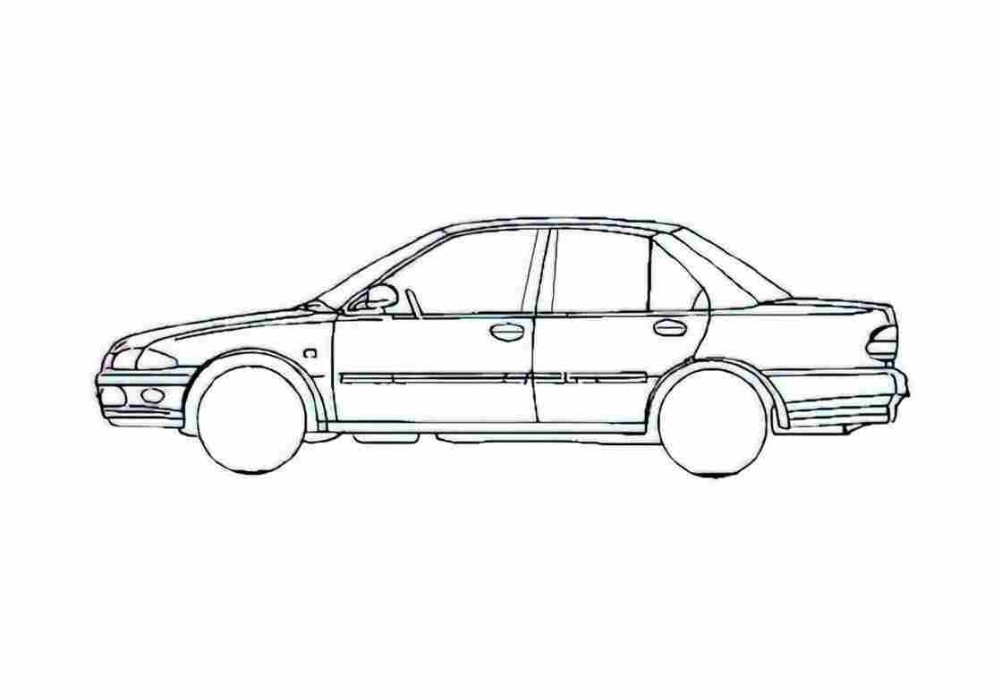 Blueprint Proton Wira 4 door Sedan 2007 A4 Photo Print