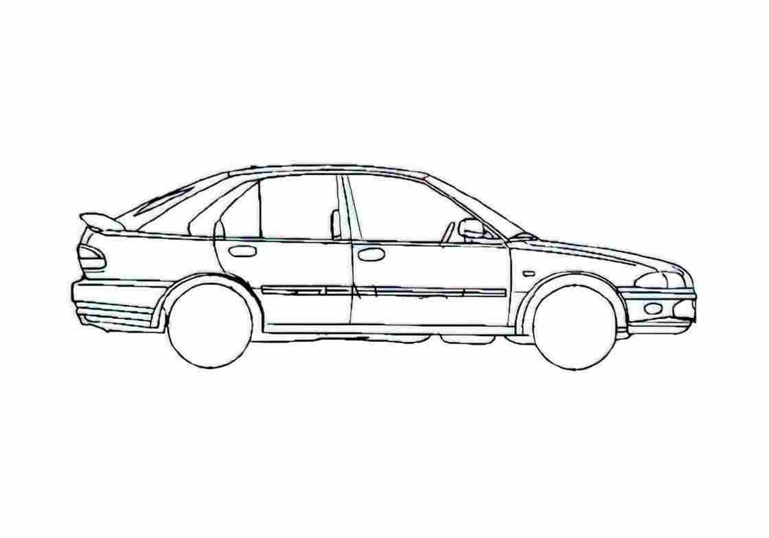 Blueprint Proton Wira 5 door Hatchback 2007 A4 Photo Print