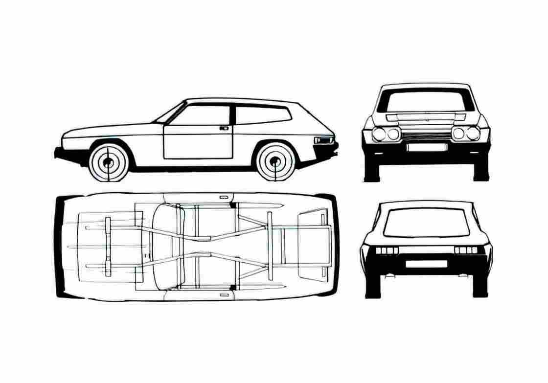 Blueprint Reliant Scimitar GTE Hatchback 1980 A4 Photo Print