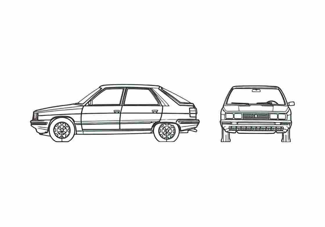 Blueprint Renault 11 Hatchback 1981 A4 Photo Print