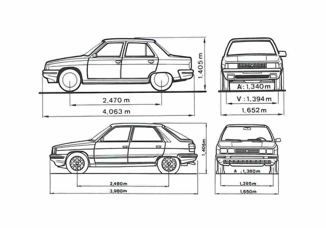 Blueprint Renault 11 Sedan 1988 A4 Photo Print