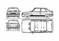 Blueprint Renault 11 Turbo Hatchback 1984 A4 Photo Print