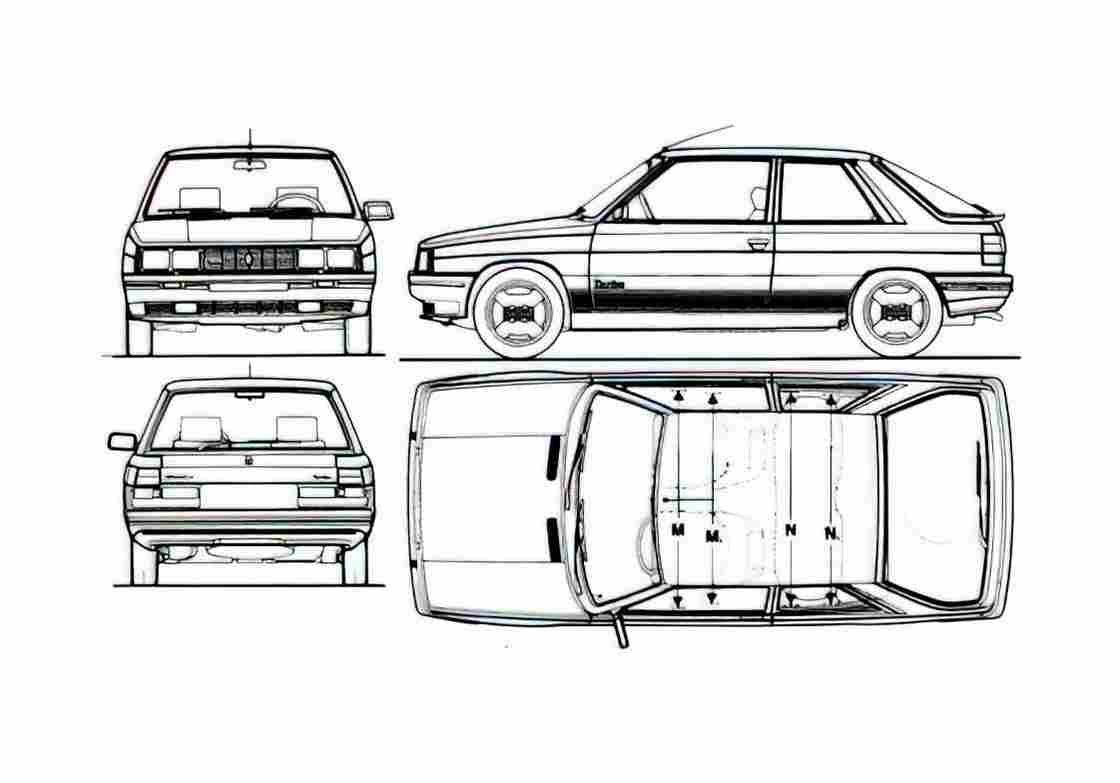 Blueprint Renault 11 Turbo Hatchback 1984 A4 Photo Print