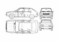 Blueprint Renault 14 GTL Hatchback 1979 A4 Photo Print