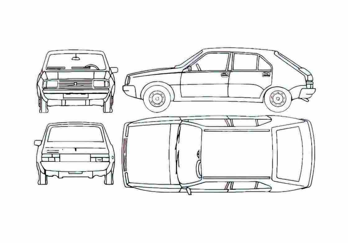 Blueprint Renault 14 Hatchback 1976 A4 Photo Print