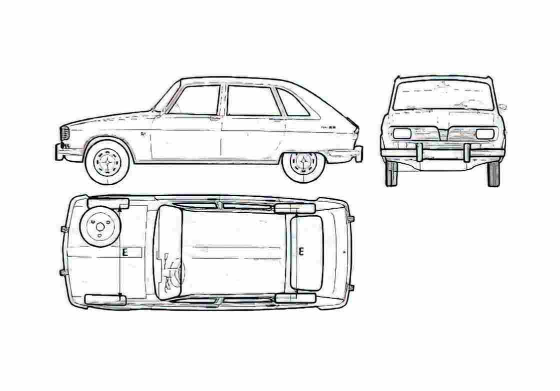 Blueprint Renault 16 TS Hatchback 1992 A4 Photo Print