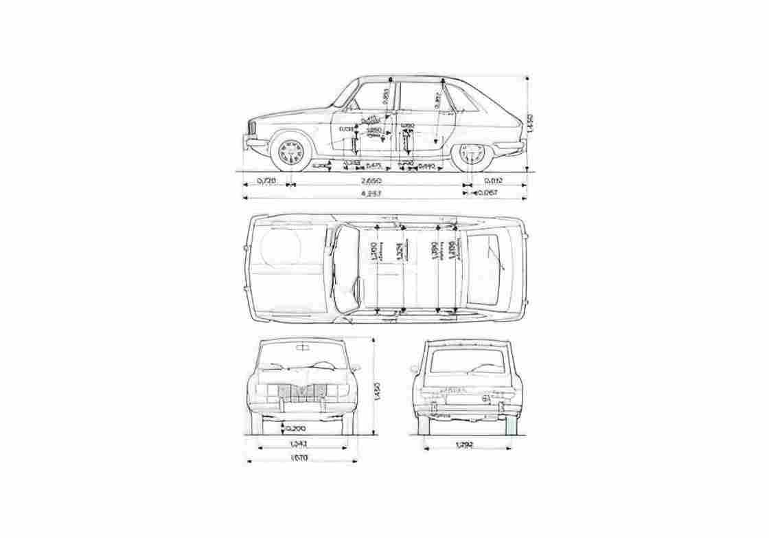 Blueprint Renault 16 TXA Hatchback 1992 A4 Photo Print