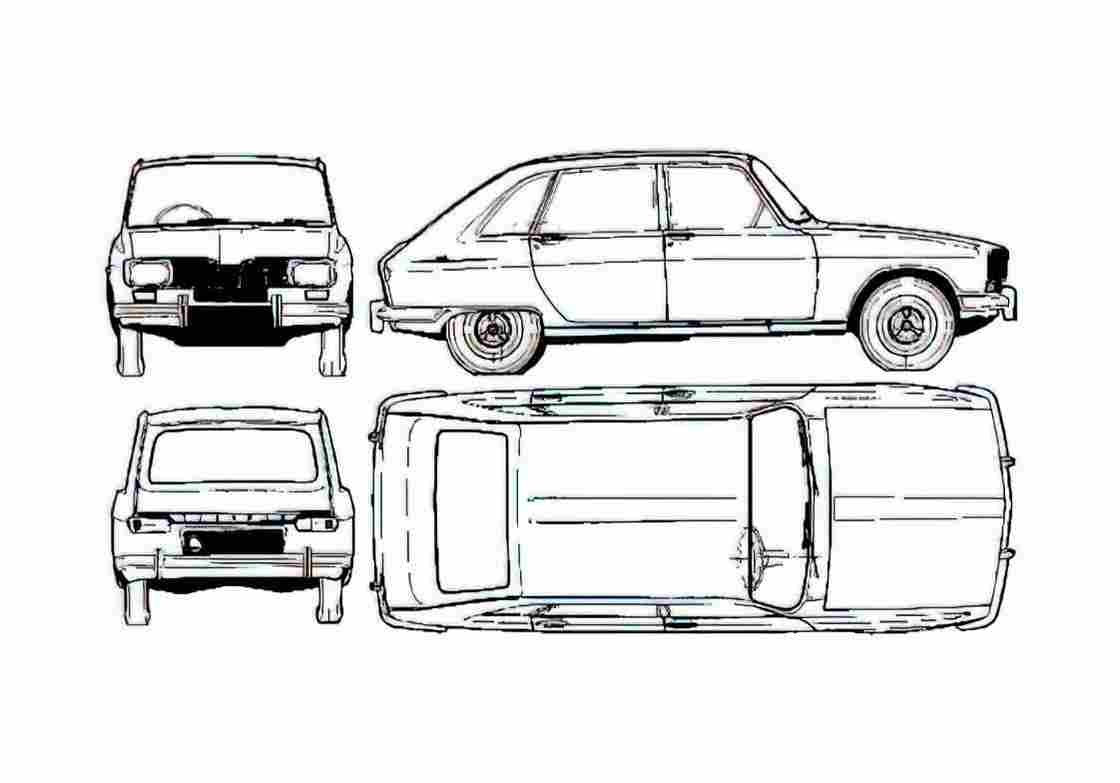 Blueprint Renault 16TL Hatchback 1965 A4 Photo Print