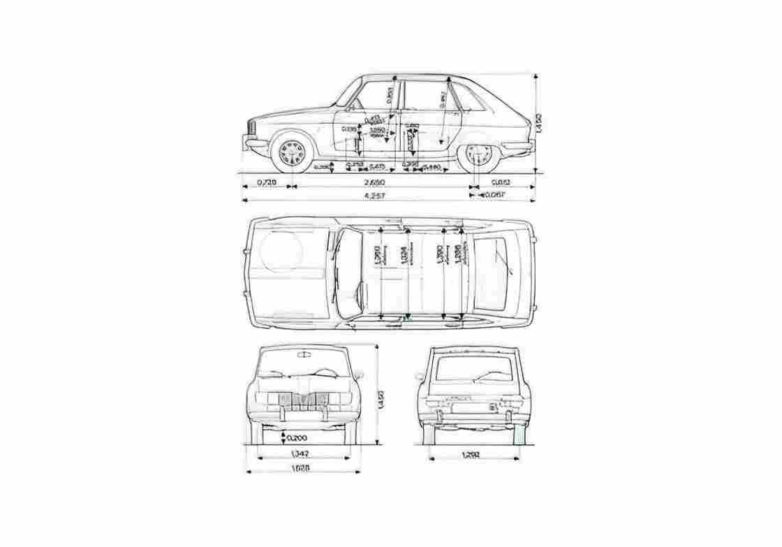 Blueprint Renault 16TXA Hatchback 1965 A4 Photo Print