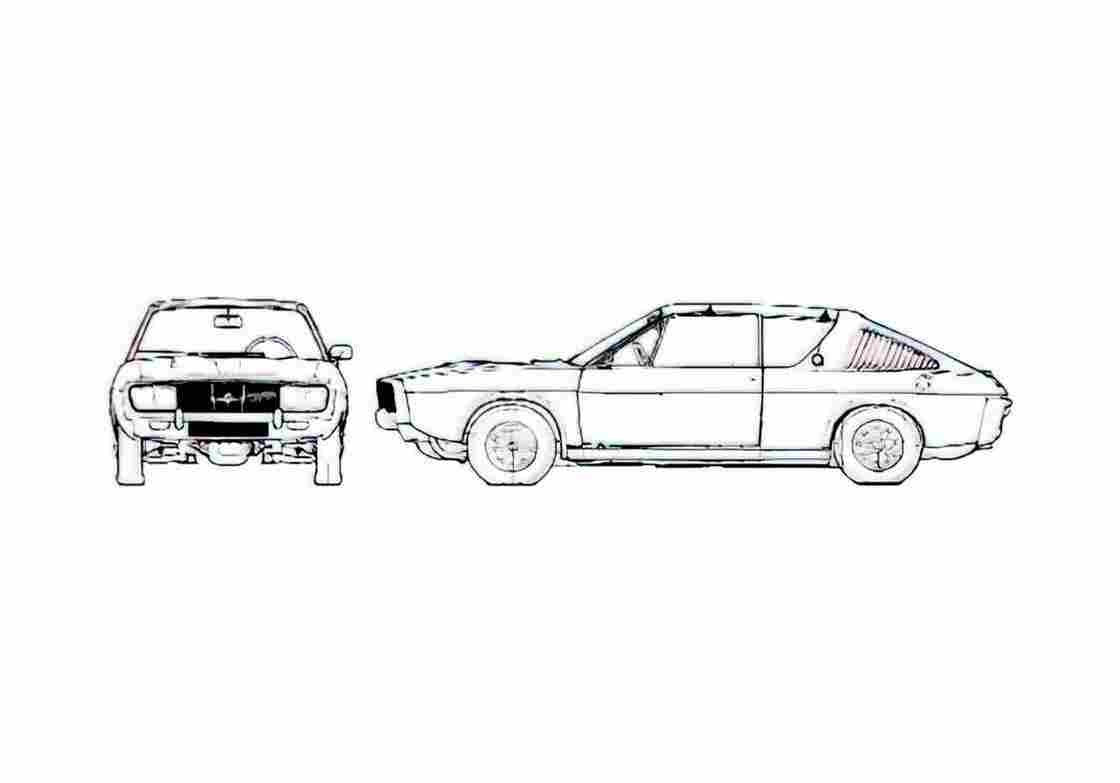 Blueprint Renault 17 TL Hatchback 1975 A4 Photo Print