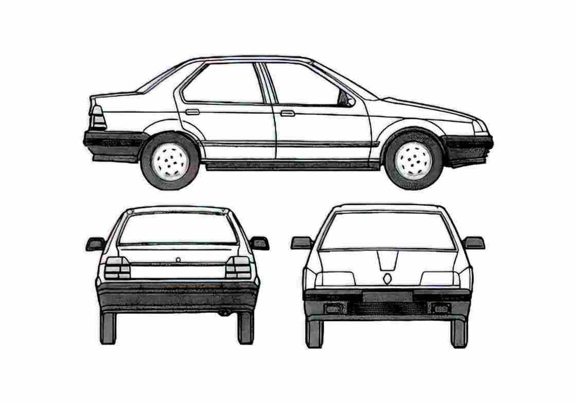 Blueprint Renault 19 Chamade Sedan 1991 A4 Photo Print