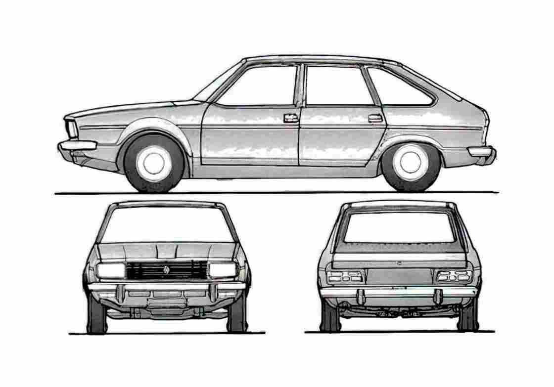 Blueprint Renault 20 Hatchback 1981 A4 Photo Print