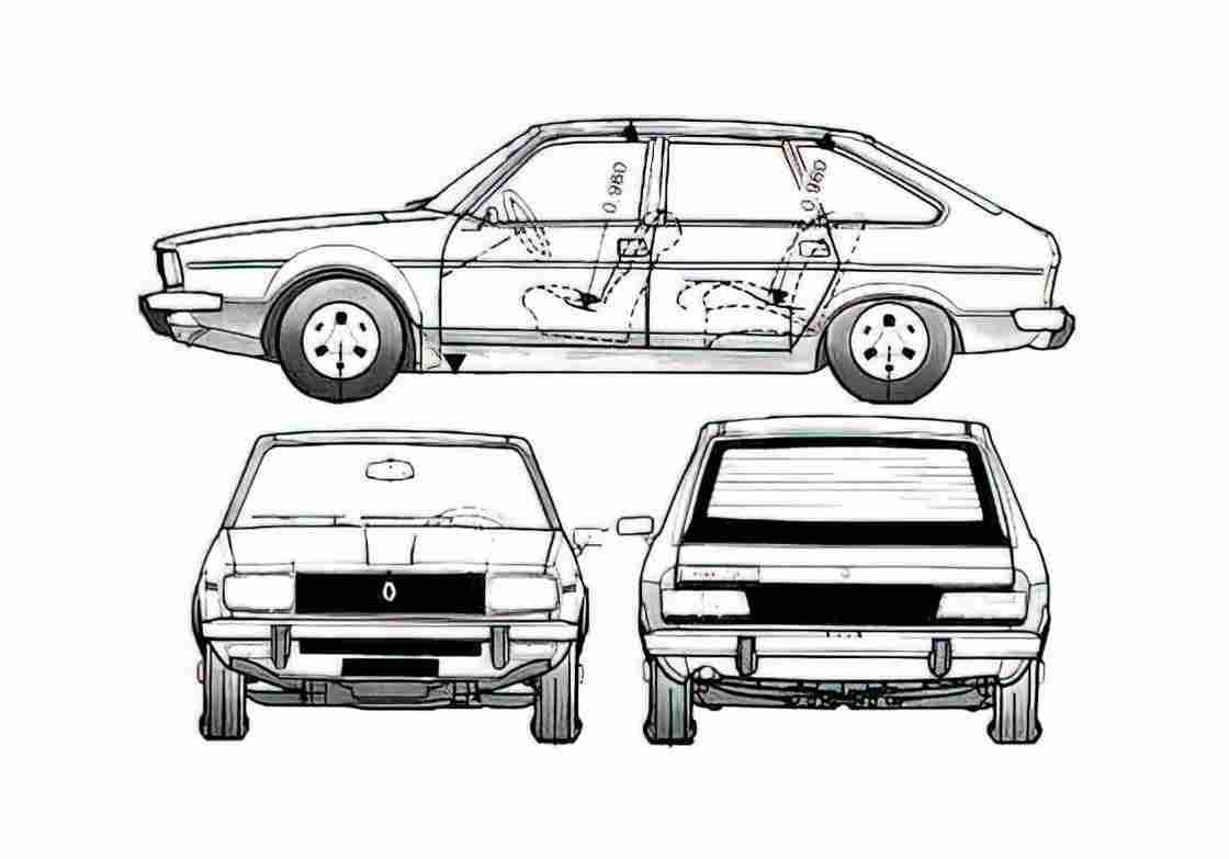 Blueprint Renault 20 TL Hatchback 2000 A4 Photo Print