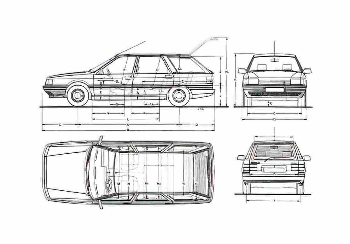 Blueprint Renault 21 Nevada Wagon 1998 A4 Photo Print