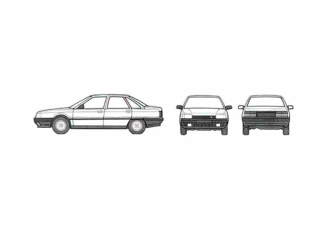 Blueprint Renault 21 Sedan 1998 A4 Photo Print
