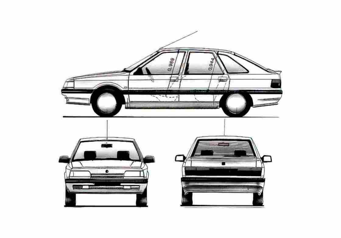 Blueprint Renault 21TXE Hatchback 1986 A4 Photo Print
