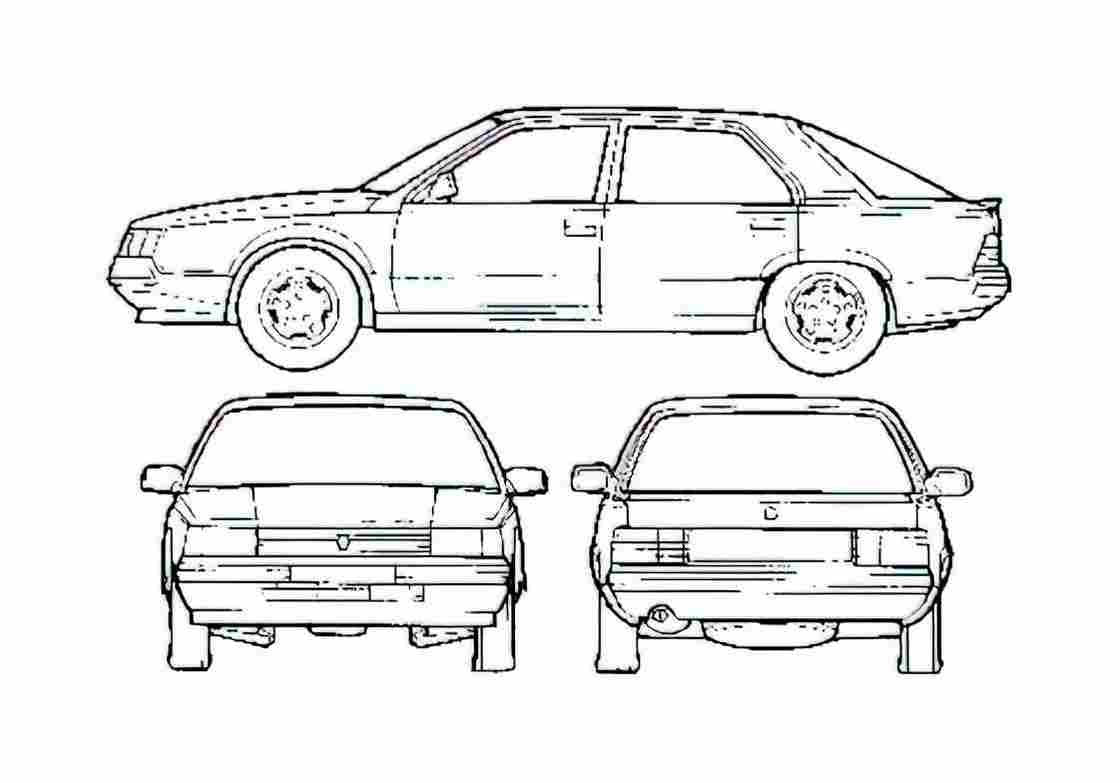 Blueprint Renault 25 Hatchback 1999 A4 Photo Print