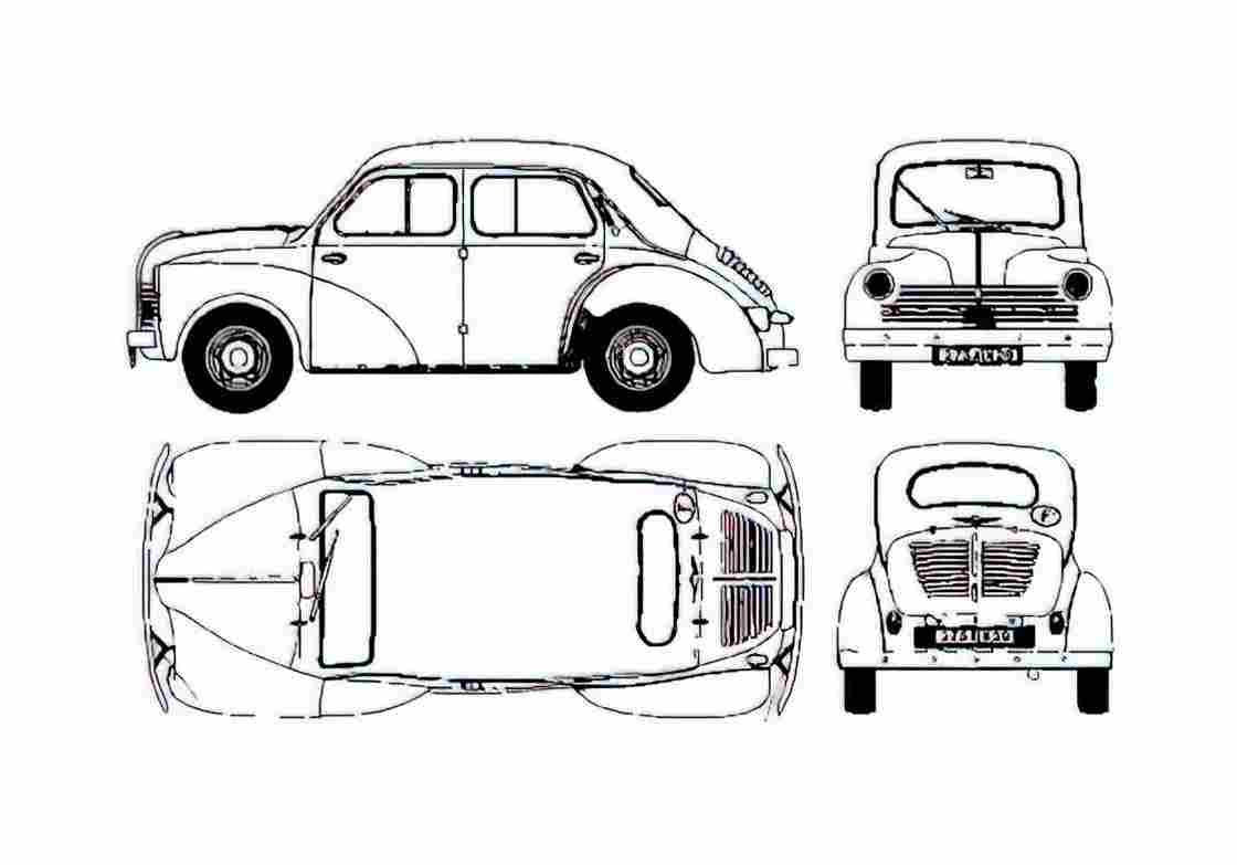 Blueprint Renault 4 CV Sedan 1992 A4 Photo Print