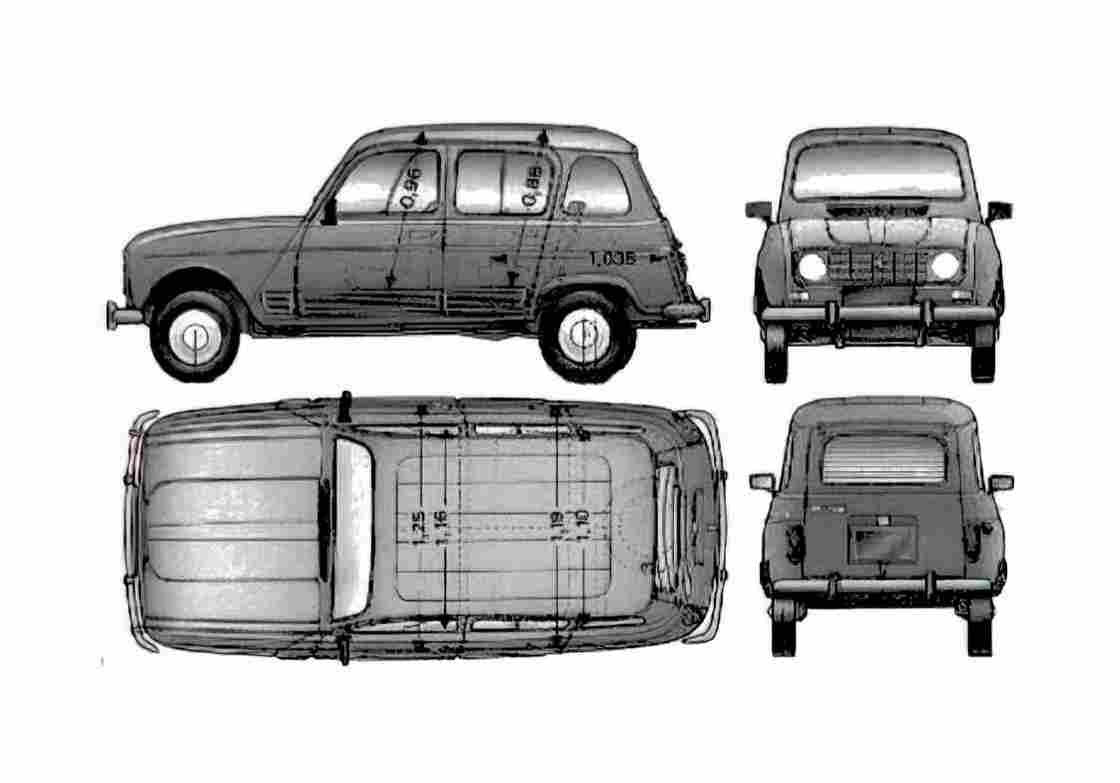 Blueprint Renault 4 GTL Wagon 1979 A4 Photo Print
