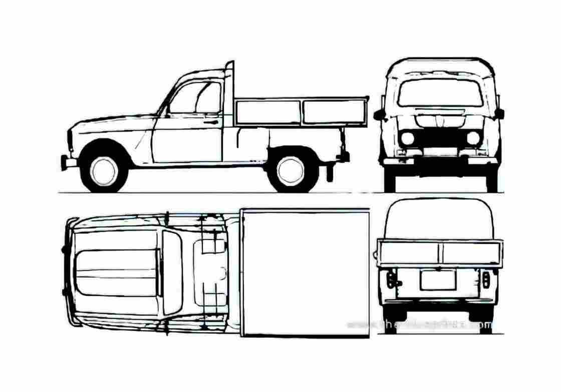 Blueprint Renault 4 Pick up A4 Photo Print