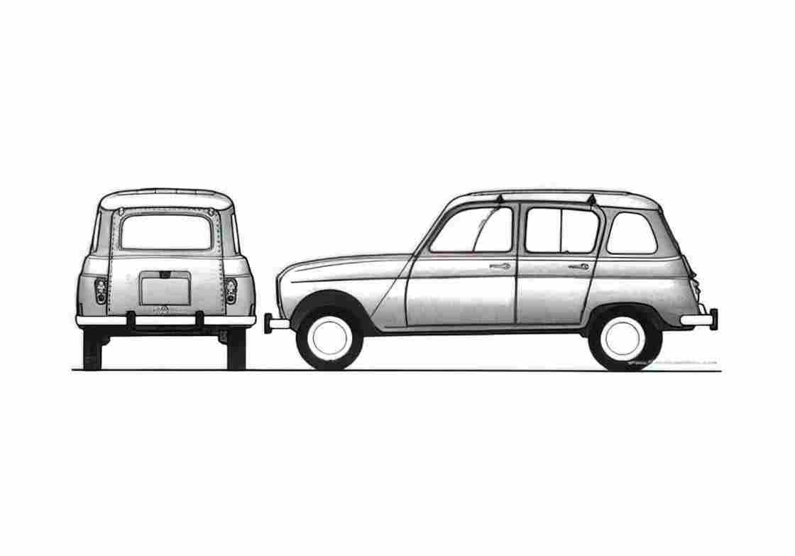 Blueprint Renault 4 Wagon 1980 A4 Photo Print
