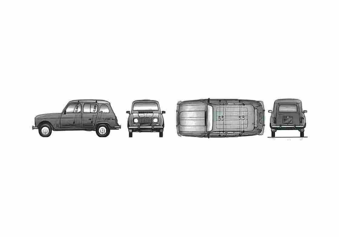 Blueprint Renault 4GTL Wagon 1961 A4 Photo Print