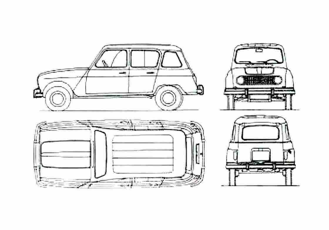 Blueprint Renault 4S 1020CC Arg Wagon 1961 A4 Photo Print
