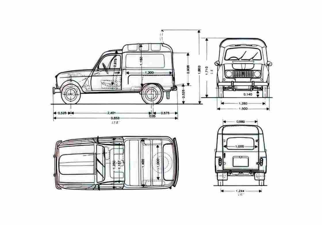 Blueprint Renault 4f Van 1961 A4 Photo Print